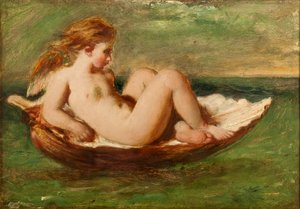 Cupido in een schelp